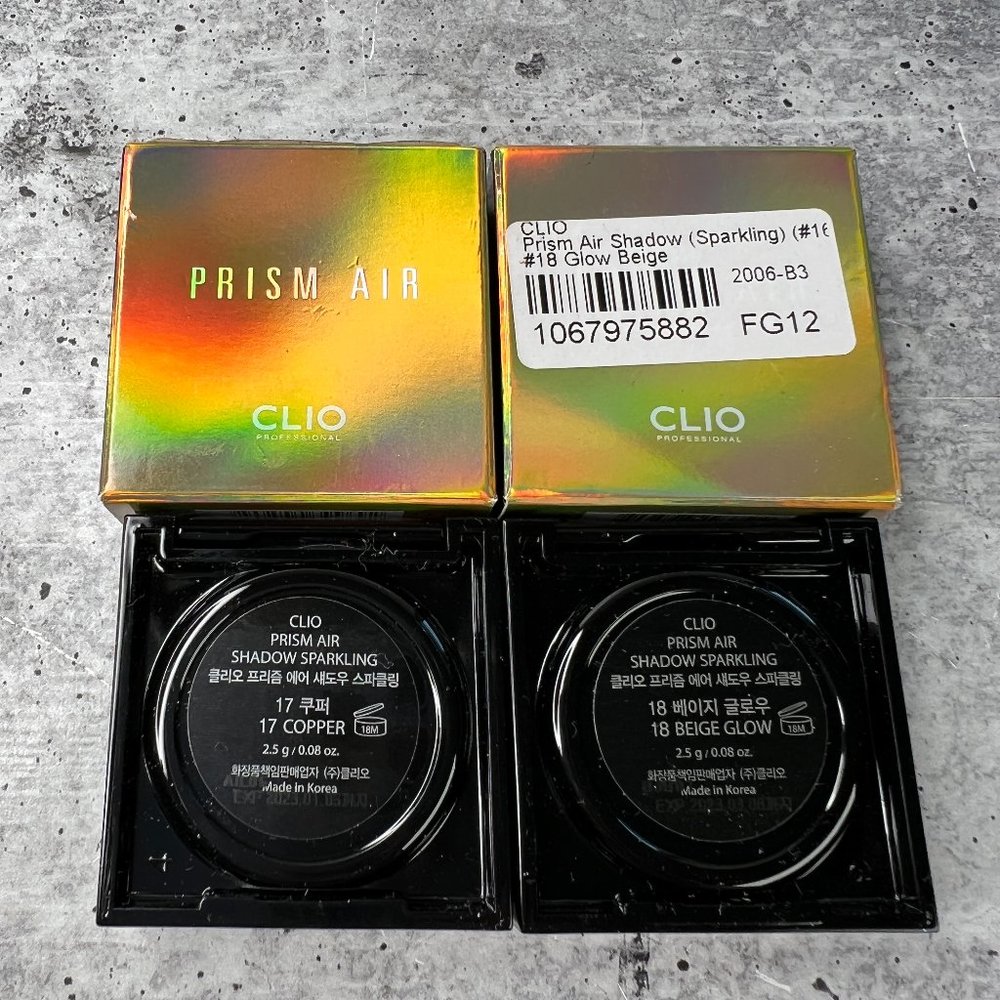 K-BEAUTY CLIO  Prism Sparkling Eyeshadow Duo in Beige Glow + Sparkling Copper